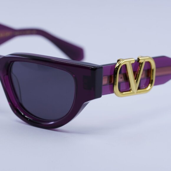 Valentino V-DUE VLS-103D Sunglasses Crystal Purple/Yellow Gold Cat Eye Frame - Picture 9 of 11
